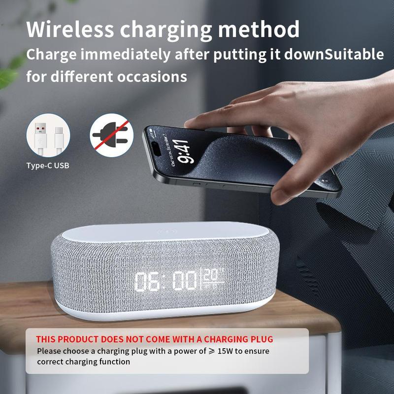 Multifunctional 6-in-1 Desktop Speaker, Creative Night Light with Alarm Clock, Wireless Charger Speaker, Bluetooth-compatible Speaker for Home Office - 3